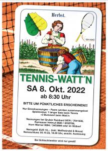 Anmeldung zum Tennis-Watt'n am 8. Oktober